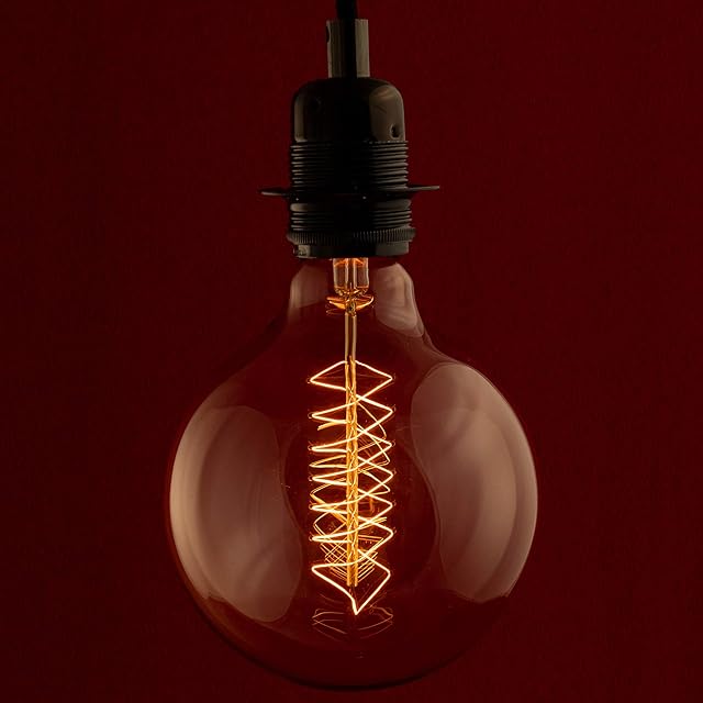 Globe Edison Light Bulb Industrial Round Shape Amber Glass (Extra Large (125mm Width))