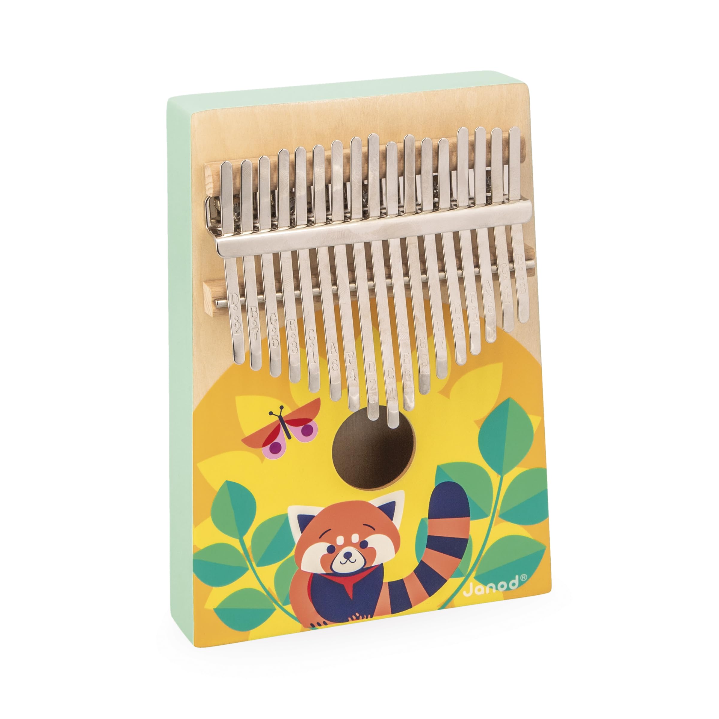 Janod - Wooden Kalimba - Musical Imitation Toy - 17 Metal Keys - Children's Kalimba With Soft Sounds - From 3 Years, J07659