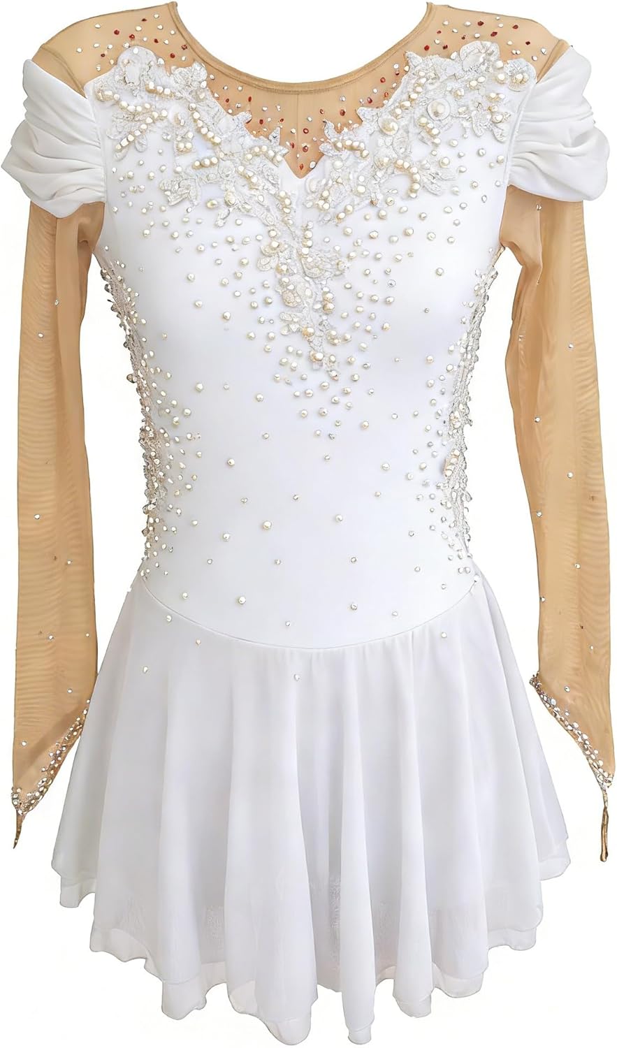 Figure Skating Dress Customizable for Girls & Women Lightblue Competition Performance Stretch Mesh Costume