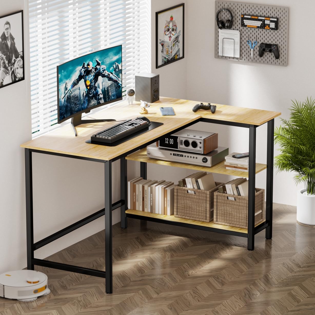 パソコンデスク 幅120cm3段調整対応 収納袋 pcデスク ゲーミングデスク 楽天市場】DOMICON パソコンデスク 黒 幅107cm/120cm 棚付き