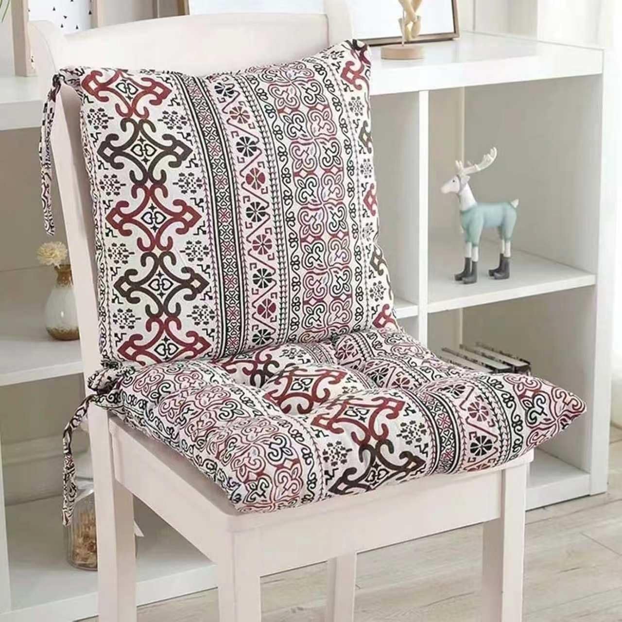 Niedriglehner Auflagen Set 2 Stück Stuhlauflage 40x40cm Sitzkissen Integriertes Rückenkissen mit Bändern Polster für Gartenstühle Terrasse Zuhause Büro Stühle(R,40x40cm(4PC))