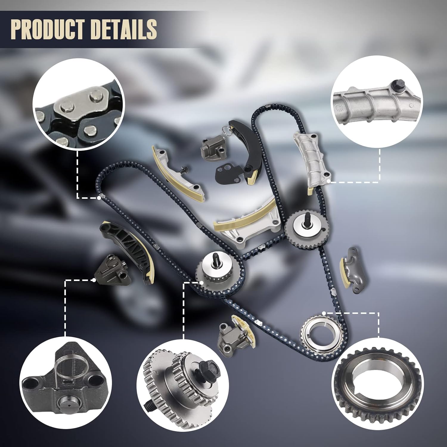 3.6 Timing Chain Kit w/Chain Guide Tensioner Sprocket for 2.8L 3.0L 3.6L Chevy Equinox Malibu Traverse GMC Acadia Cadillac CTS SRX Buick Enclave V6 Engine Engine Timing Set Replace # 9-0753S 9-0753sx - Image 4