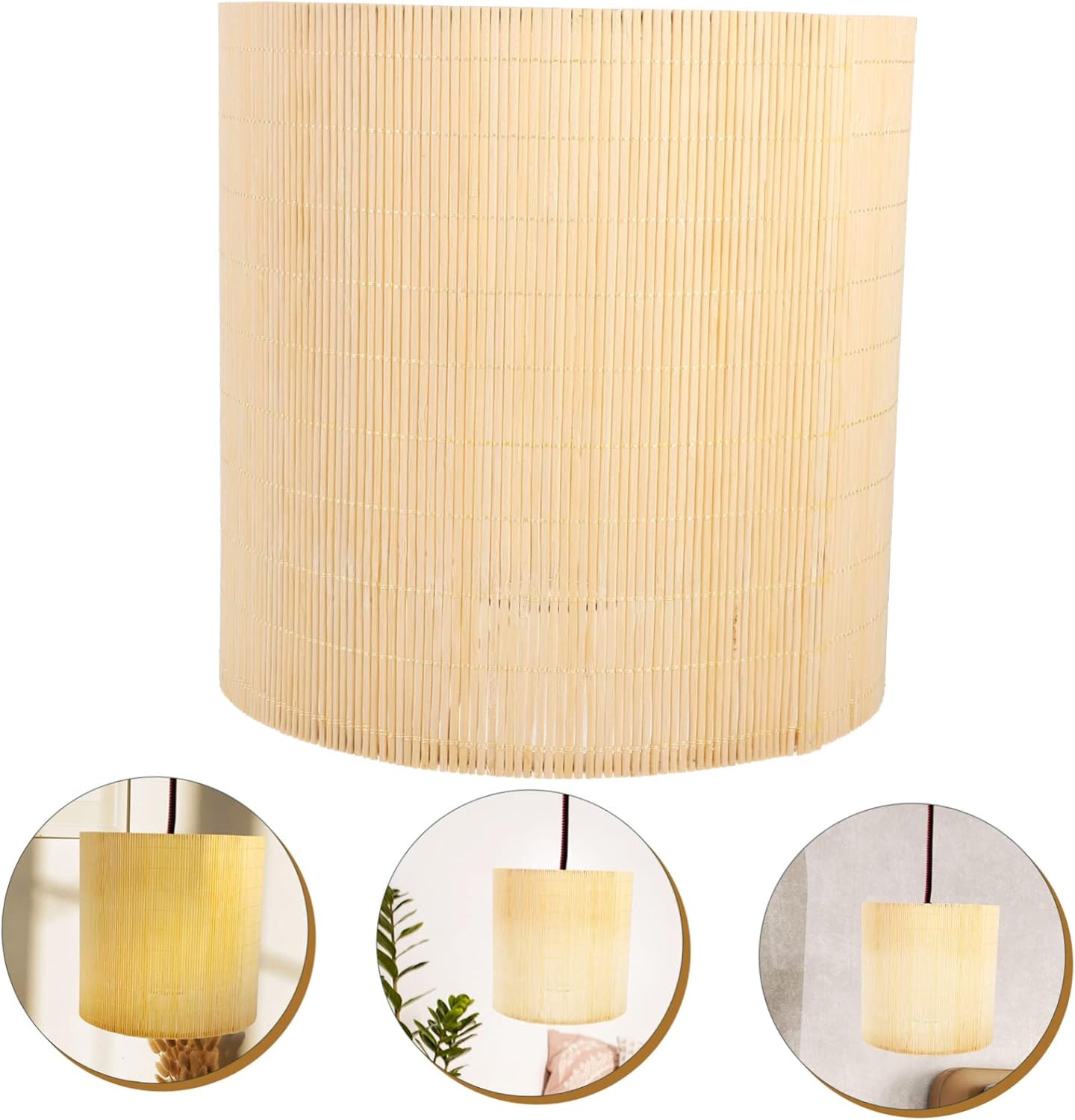 Woven Rattan Lamp Shade for E27/E14 Pendant Light Rustic Ceiling Shade Textured Floor Lamp Cover Boho Style Lighting Fixture for Living Room and Bedroom