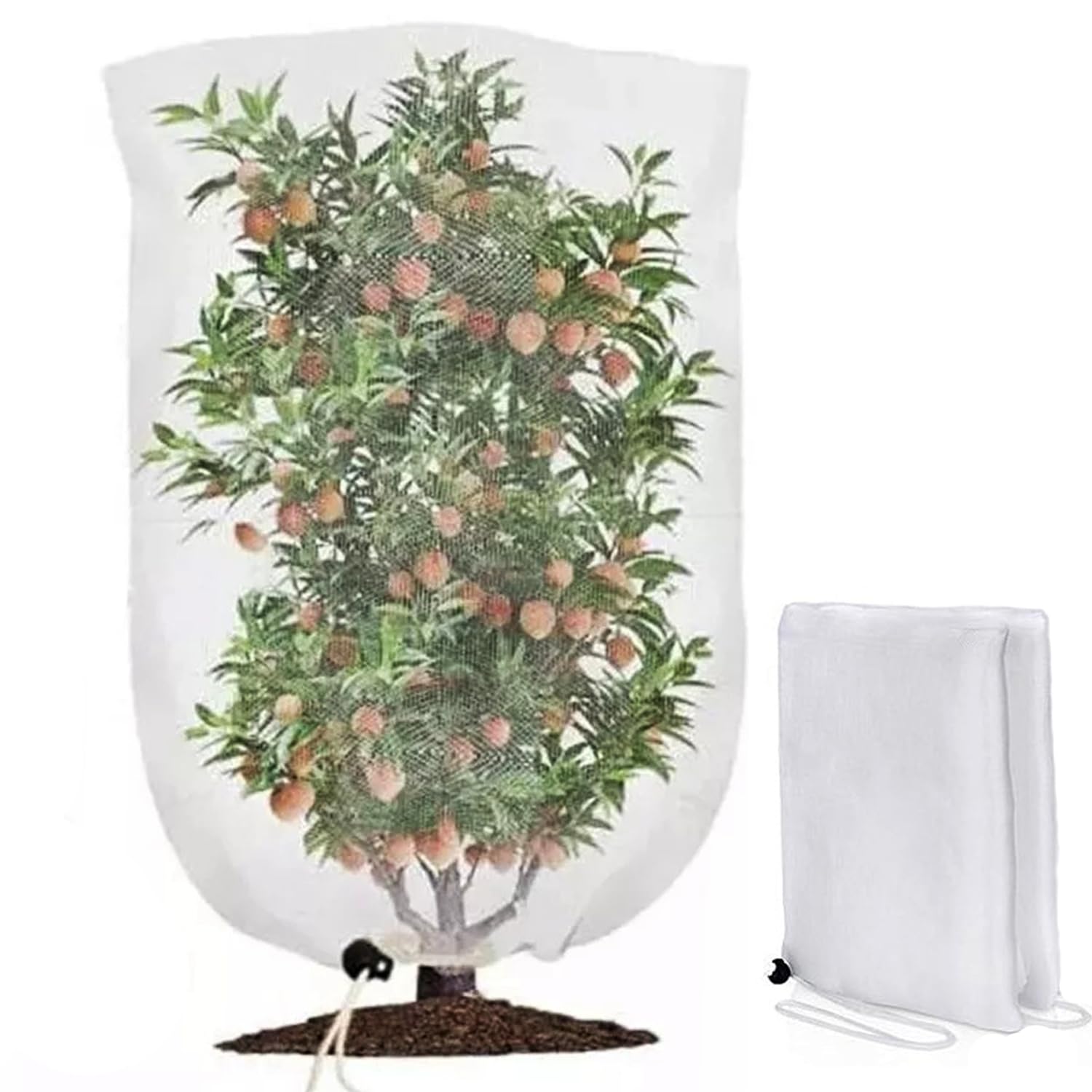 40x60 Inch Garden Bug Netting Plant Cover Fruit Cage, Insect Bird Barrier Netting Mesh with Drawstring, Fruit Tree Protect Cover Bag for Protection Plant Fruits Flower from Insect Bird Eating