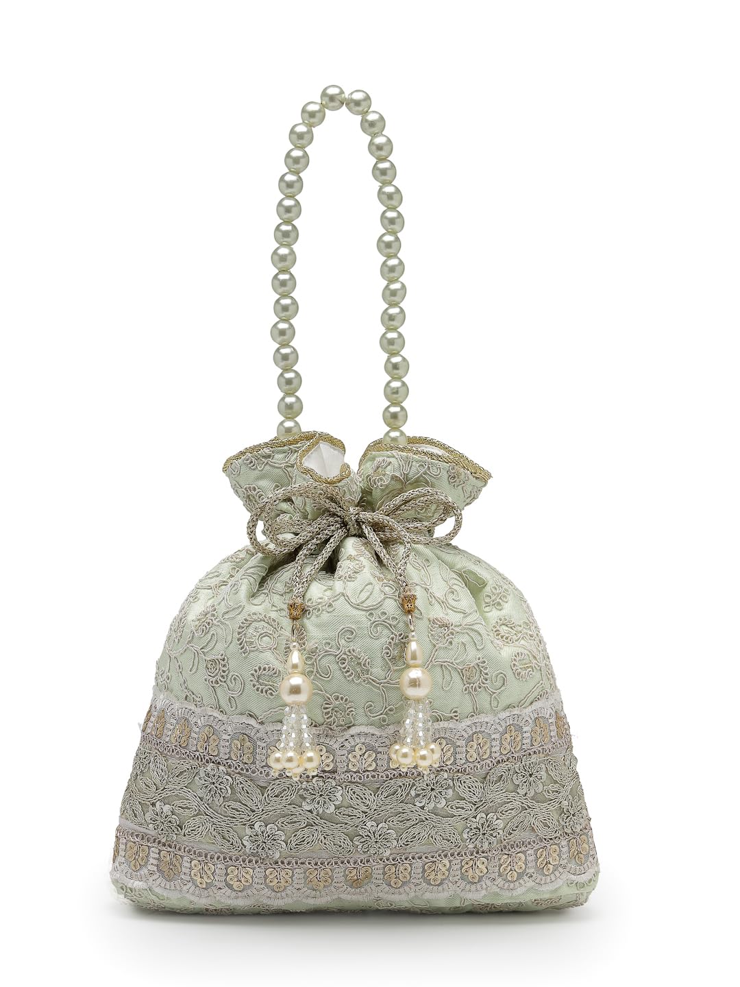 Dangle Floral Embroidered Faux Silk Potli-image-26