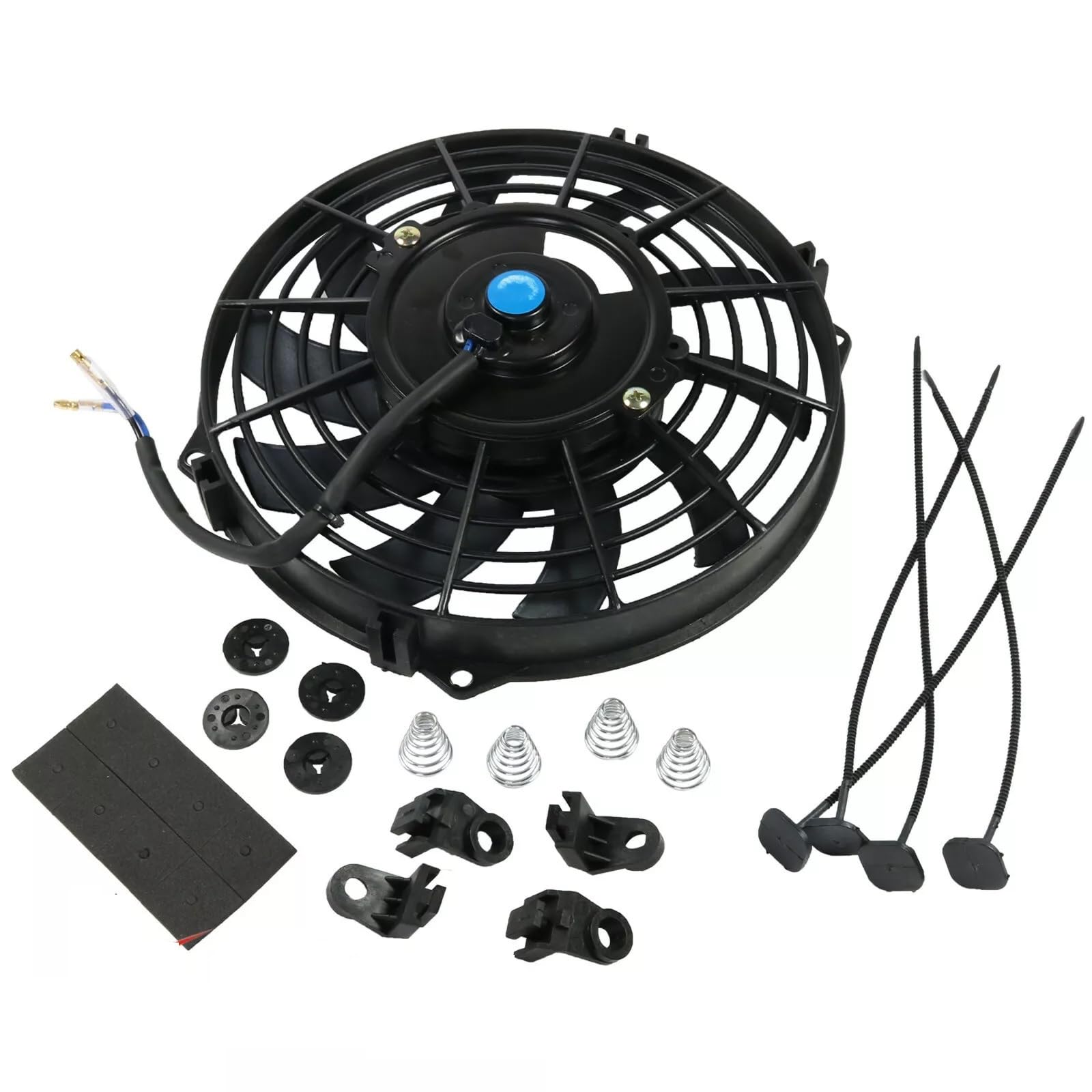 Ventilateur Électrique Universel pour Radiateur de Voiture 23cm 9 pouces 12V 80W 720m³/h Ventilateur de Radiateur Silencieux Pales Courbées Système de Refroidissement de Voiture Moto Bateau VTT