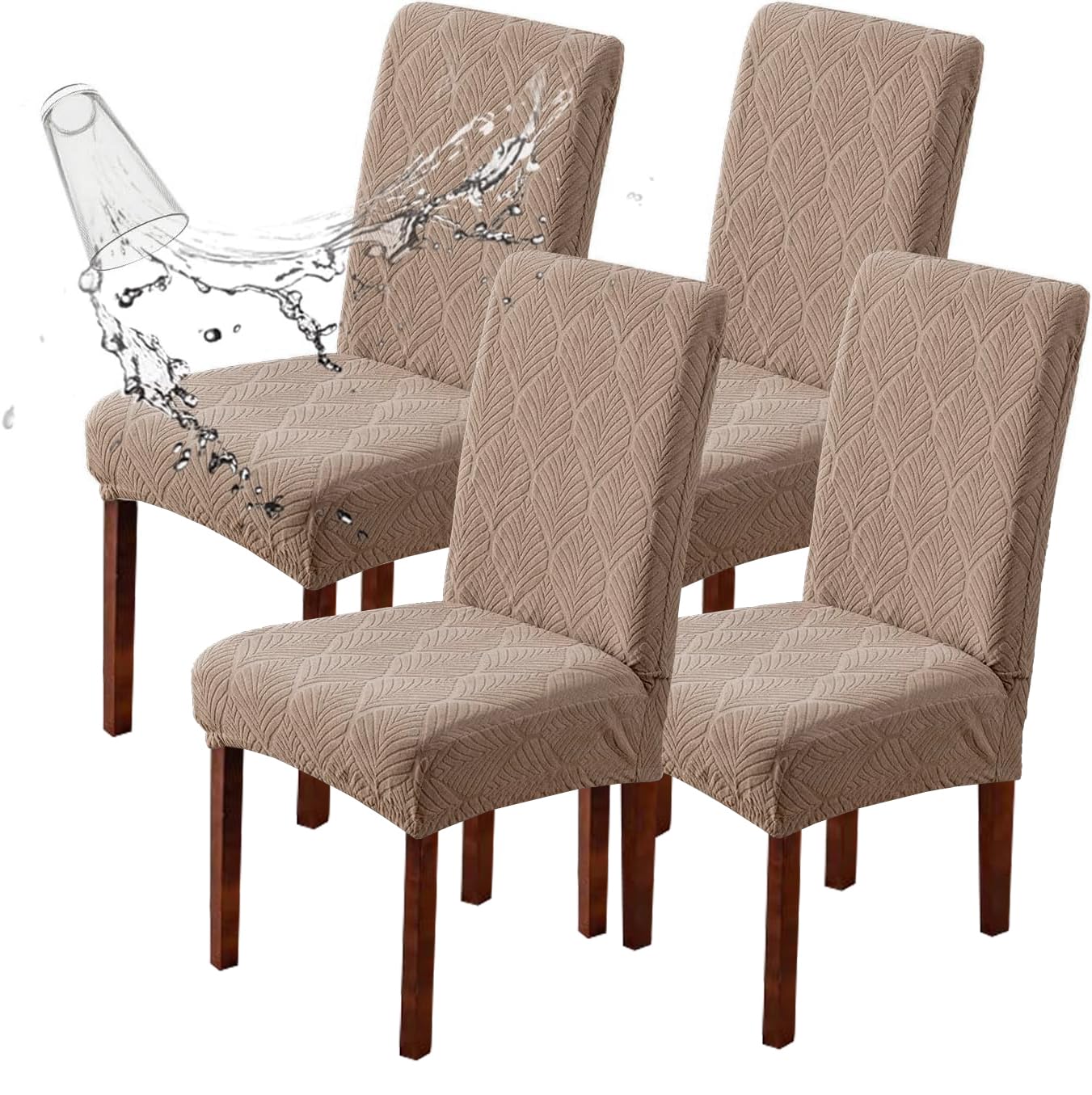 Housse de chaise de salle à manger taupe extensible, lot de 4 pièces