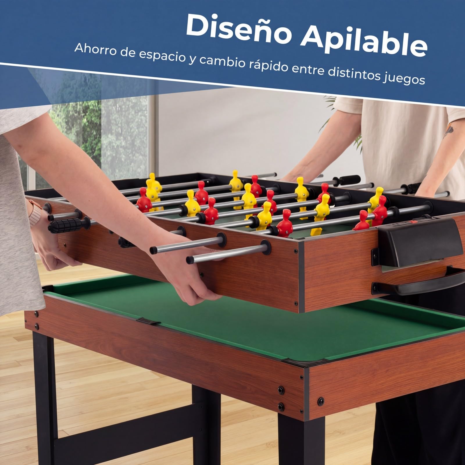 COSTWAY Futbolin, Billar, Hockey, Mesa de Tenis, 4 en 1 Mesa de Multijuegos con Patas y Accesorios, Futbolines para Niños y Adultos para Sala de Juegos, Bares, 125 x 97 x 83 cm