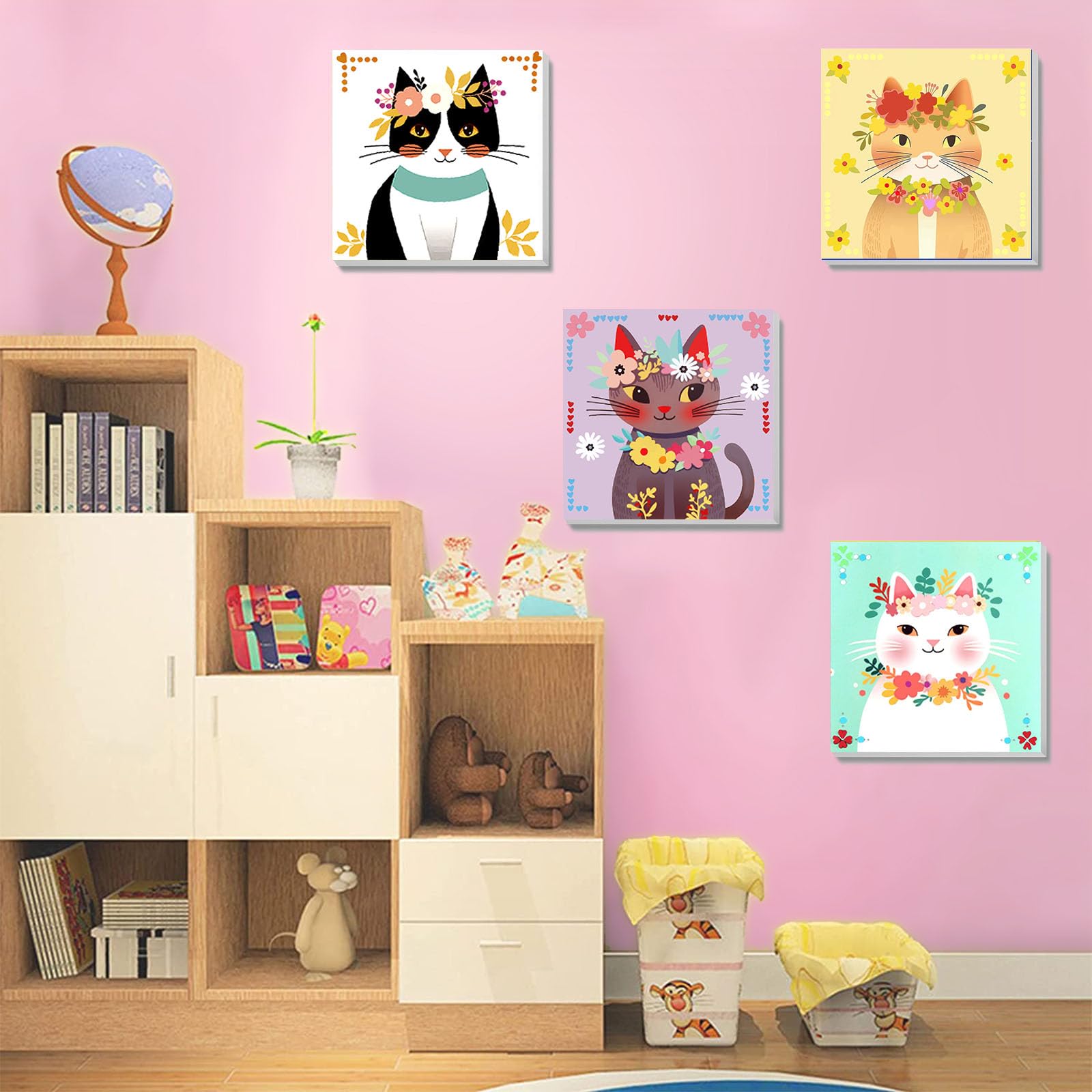 Pujeknm 4 Pack Cat Paint by Numbers for Children with Wooden Frame Animal Paint by Numbers Kids Ages 6-8-12 - Image 5