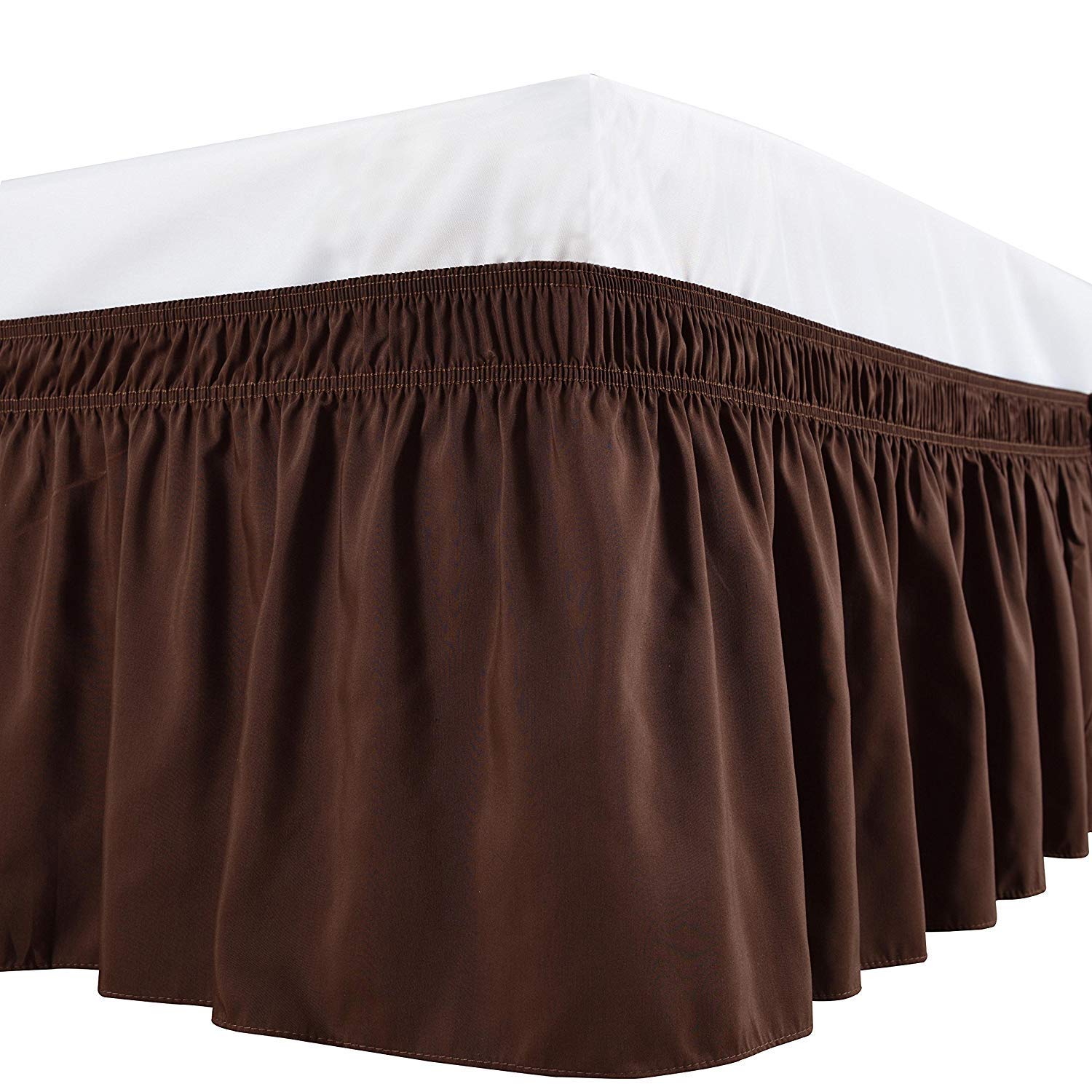 Elegant Decor Luxurious Wrap Around Ruffled Solid Bed Skirt 650 Thread Count - 100% Egyptian Cotton - Elastic Dust Ruffles - Easy Fit, Wrinkle & Fade