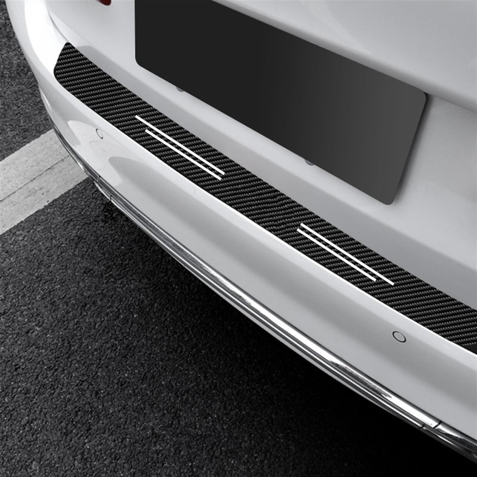 Tira Protectora de Parachoques Adhesivo Protector de Fibra Carbono para el Maletero del Coche, para Parachoques Trasero para Peugeot 308