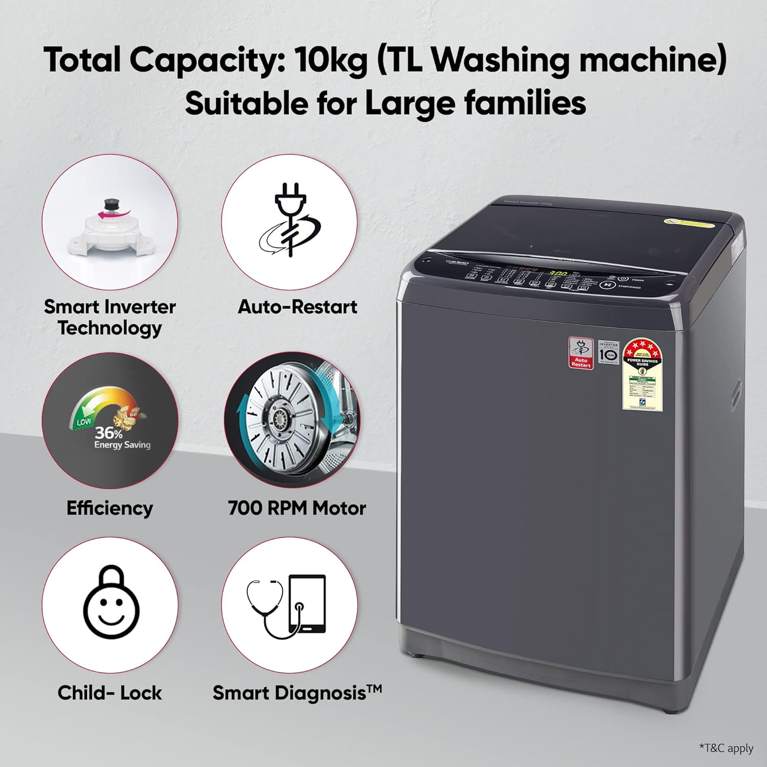 10 Best Top Load Washing Machines in India - Product Reviews 9 LG 10 Kg 5 Star Inverter TurboDrum Fully Automatic Top Loading Washing Machine