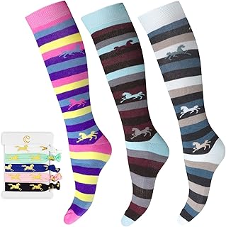 Cantik Horse Socks & Horse Hair Ties - Knee High Equestrian Socks (3 Pairs), Soft & Cotton Rich - Perfect Horse Gift For Girls, Teenagers, & Horse Lovers. Horse Riding Socks & 5 Ouchless No Crease Hair Ties Gift Set Cantik Horse Socks & Horse Hair Ties - Knee High Equestrian Socks (3 Pairs), Soft & Cotton Rich - Perfect Horse Gift For Girls, Teenagers, & Horse Lovers. Horse Riding Socks & 5 Ouchless No Crease Hair Ties Gift Set