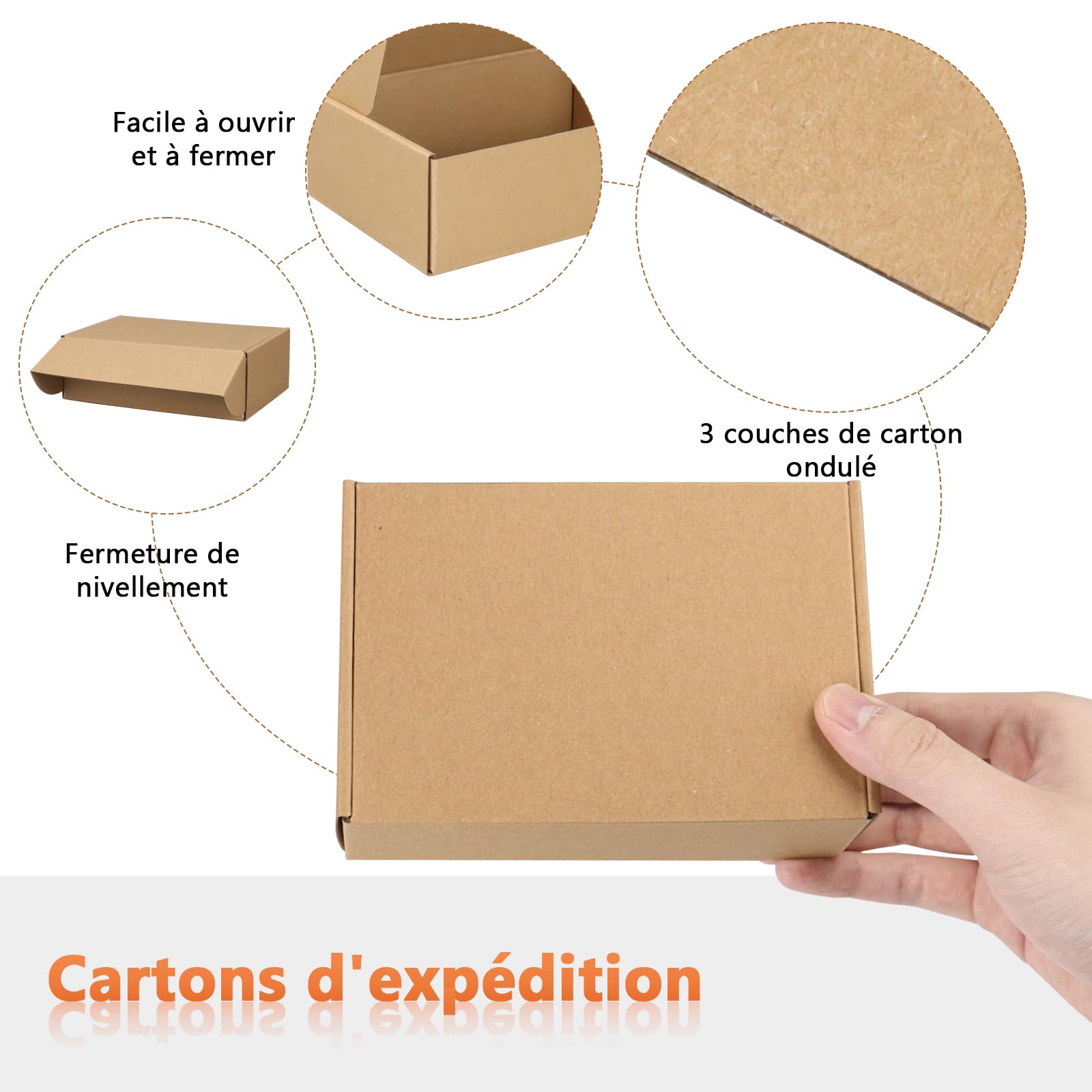 Lot de 100 Boîtes d'Expédition en Carton, 15 x 10 x 5cm