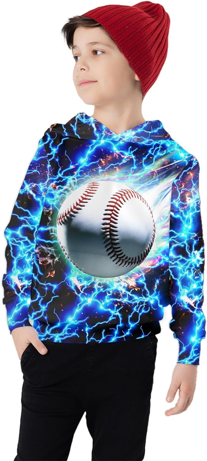 Boys Girls 3D Graphic Hoodies Cool Casual Pullover Hooded Sweatshirts With Big Pocket for Kids - Image 2