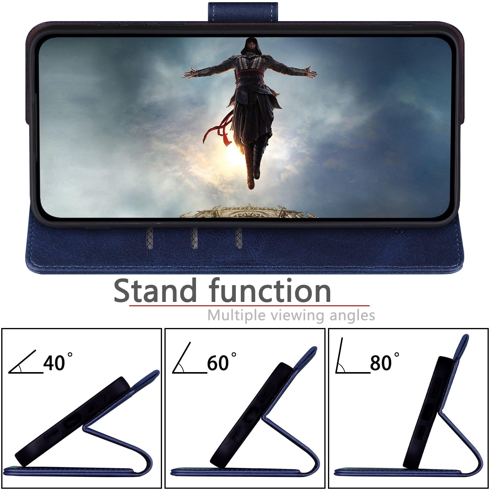SUANPOT Funda para Samsung Galaxy S24 FE con Tapa【Bloqueo RFID】de Cuero PU Cierre Magnético，Soporte Plegable，Ranura para Tarjeta Cover Wallet Leather para Samsung S24 FE Phone Case Azul