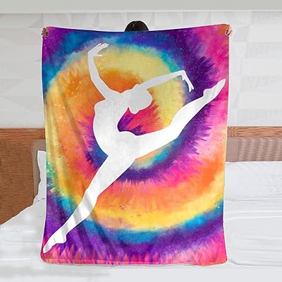 JASMODER Ballet Girl Tie-Dye Throw Blanket Warm Ultra-Soft Micro Fleece Blanket for Bed Couch Living Room