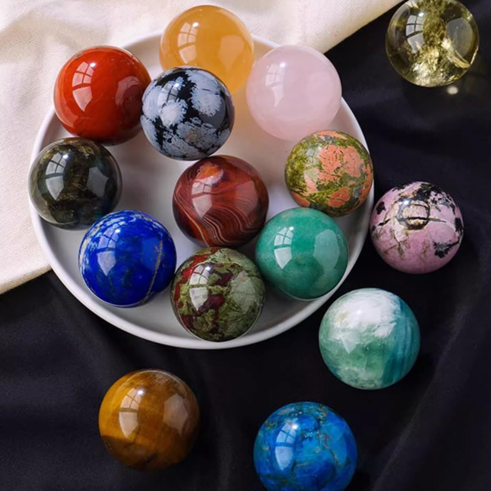 Kryształowa kula-naturalna sfera kwarcowa 5 szt. uzdrawiających kamieni szlachetnych kula 1,2" polerowane kryształowe kule kamienie kieszonkowe palmowe kryształy do ​​medytacji czarów reiki równoważen