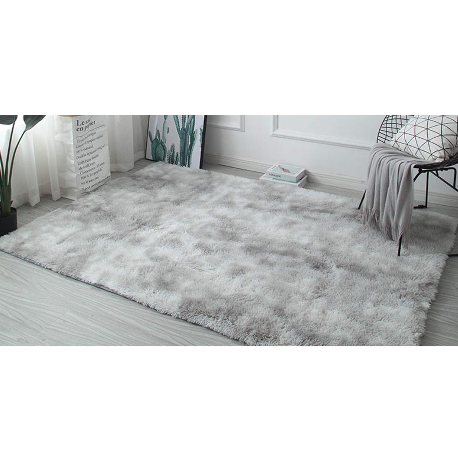 Pauwer Tappeti peluche Shaggy Area Tappeti morbidi come la seta Tappeti moderni soffici e morbidi per interni (Grigio Chiaro, 120 x 160 cm)