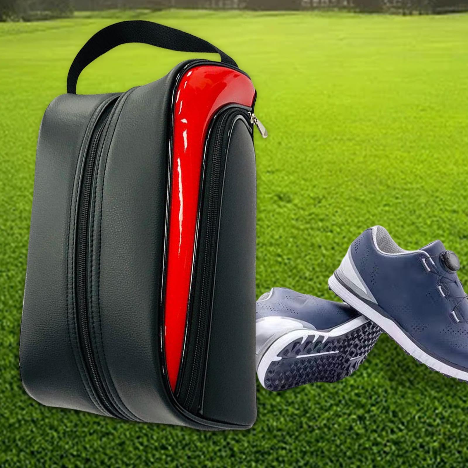 Borsa portatile in pelle impermeabile per scarpe da golf, per trasportare attrezzatura da viaggio e accessori golf. Comoda usare. Non macchia l'interno della valigia o dello zaino.