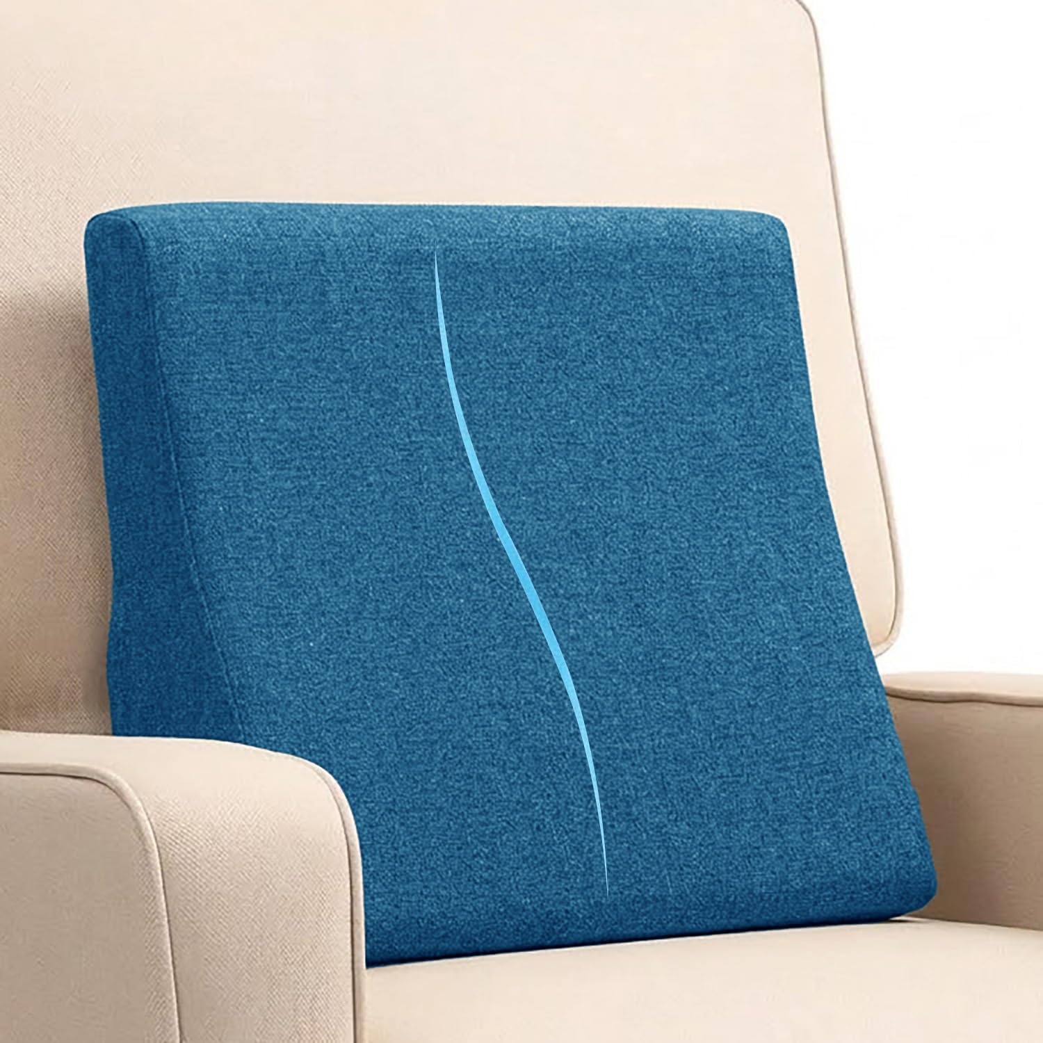 Genérico Cojín de Respaldo Grande para Sofá Profundo y Cama - Almohada de Lectura Firme, Soporte Lumbar Ergonómico para Sillón, Funda Lavable (Ancho 60-90 cm)(Azul Oscuro,60x50x15cm 1pc)