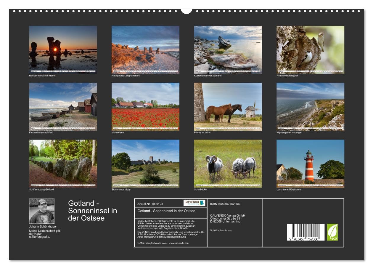 Gotland - Sonneninsel in der Ostsee (hochwertiger Premium Wandkalender 2026 DIN A2 quer), Kunstdruck in Hochglanz: Insel Gotland - die Perle Schwedens (CALVENDO Orte)