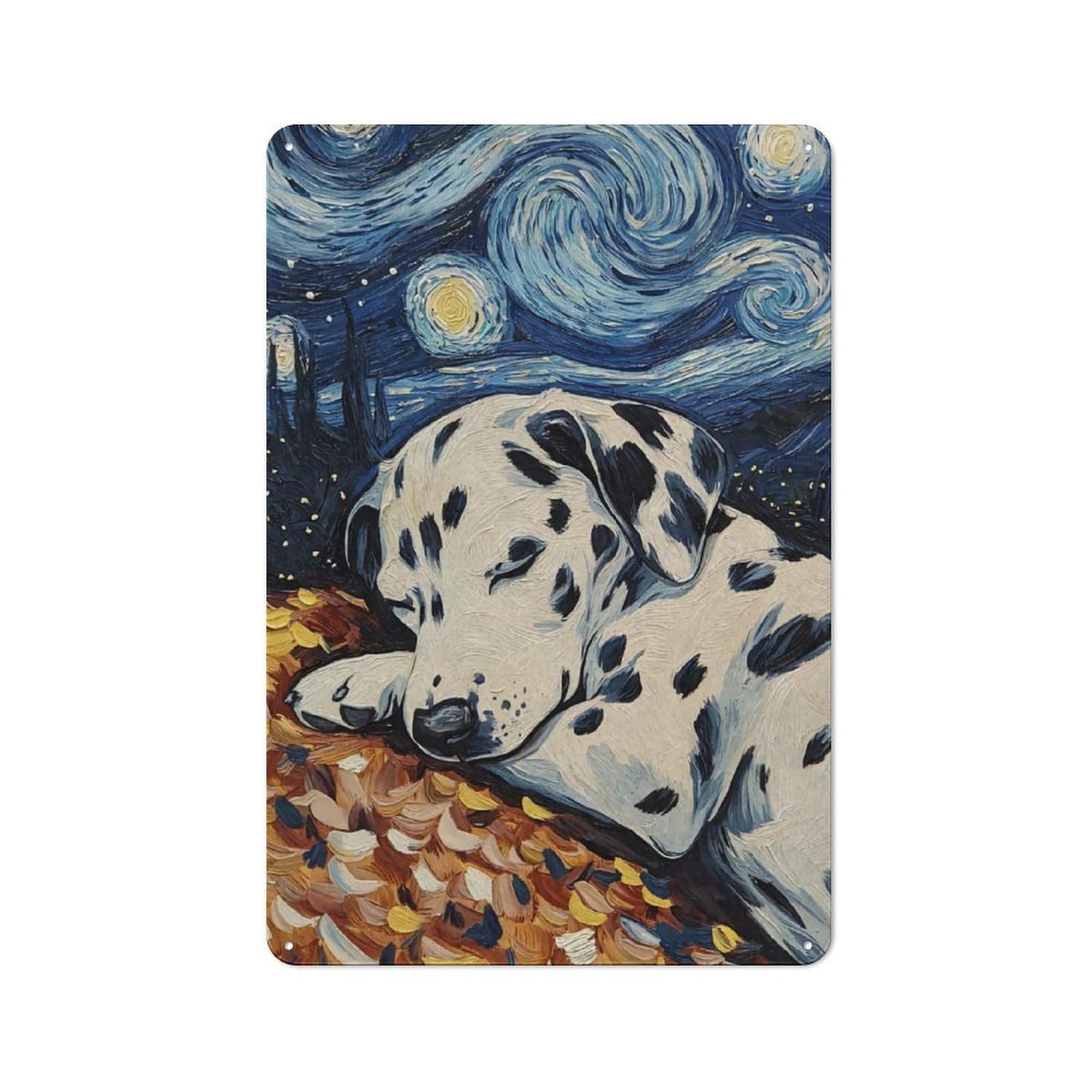 Junmoney Dalmatian Puppy Sleeping Rustic Tin Wall Plaque 30X20cm For Guest Room Or Hallway, For Garage, Workshop And Man Cave Decoration