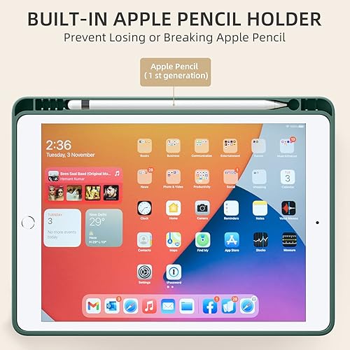 Miniatura 109 de Akkerds - Funda para iPad 10.2 2020, iPad 8ª generación/2019, iPad 7ª generación, con soporte para lápiz. Funda protectora premium con parte trasera