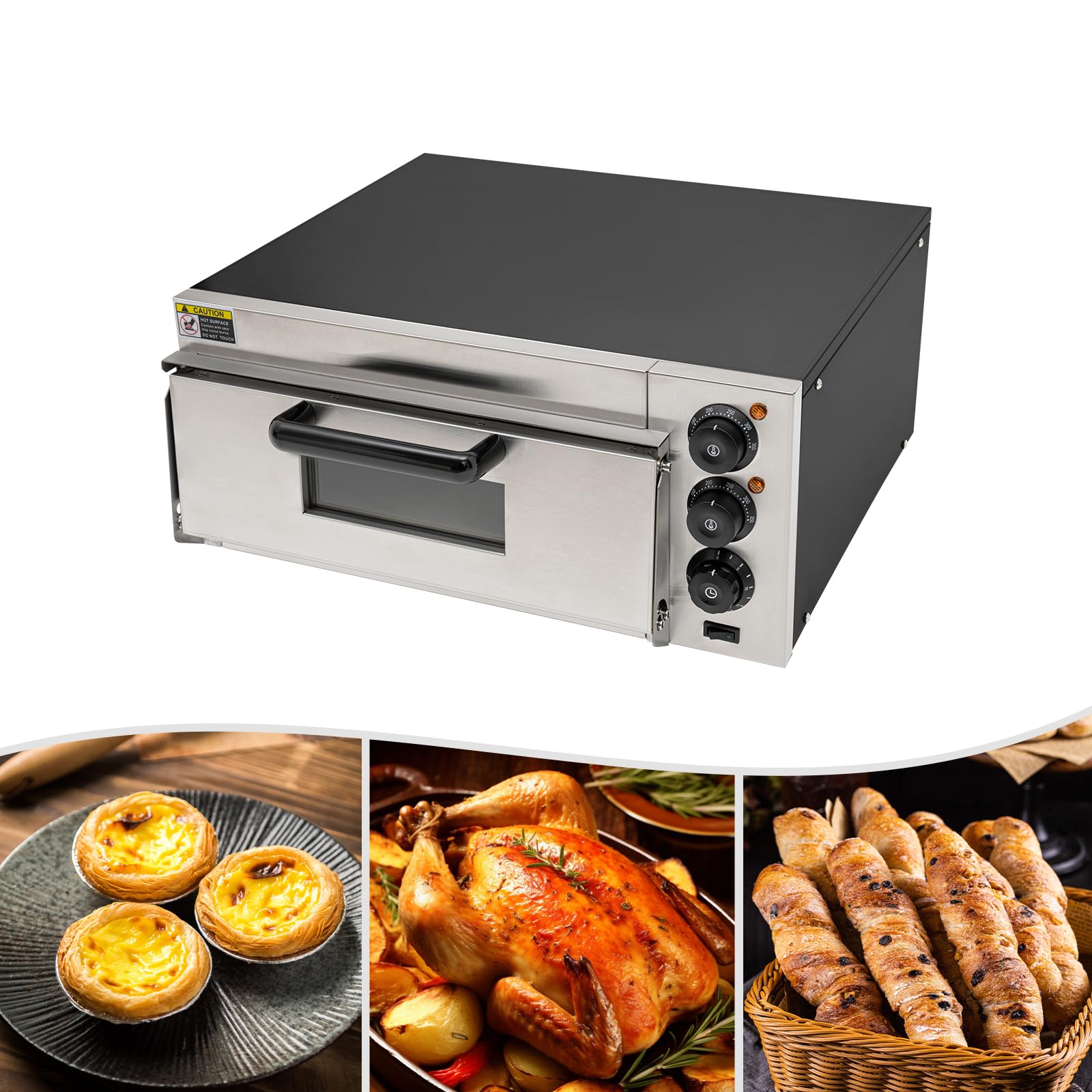 Electric Pizza Oven for Indoor Use, 1800W Countertop Pizza Oven with Temperature and Time Control, 5.28Gal Commercial Pizza Oven for Restaurants, Bakeries, and Snack Bars