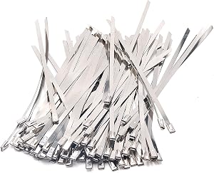 100pcs Heavy Duty 304 Stainless Steel Cable Ties Wrap Coated Self Locking Metal Zip Ties