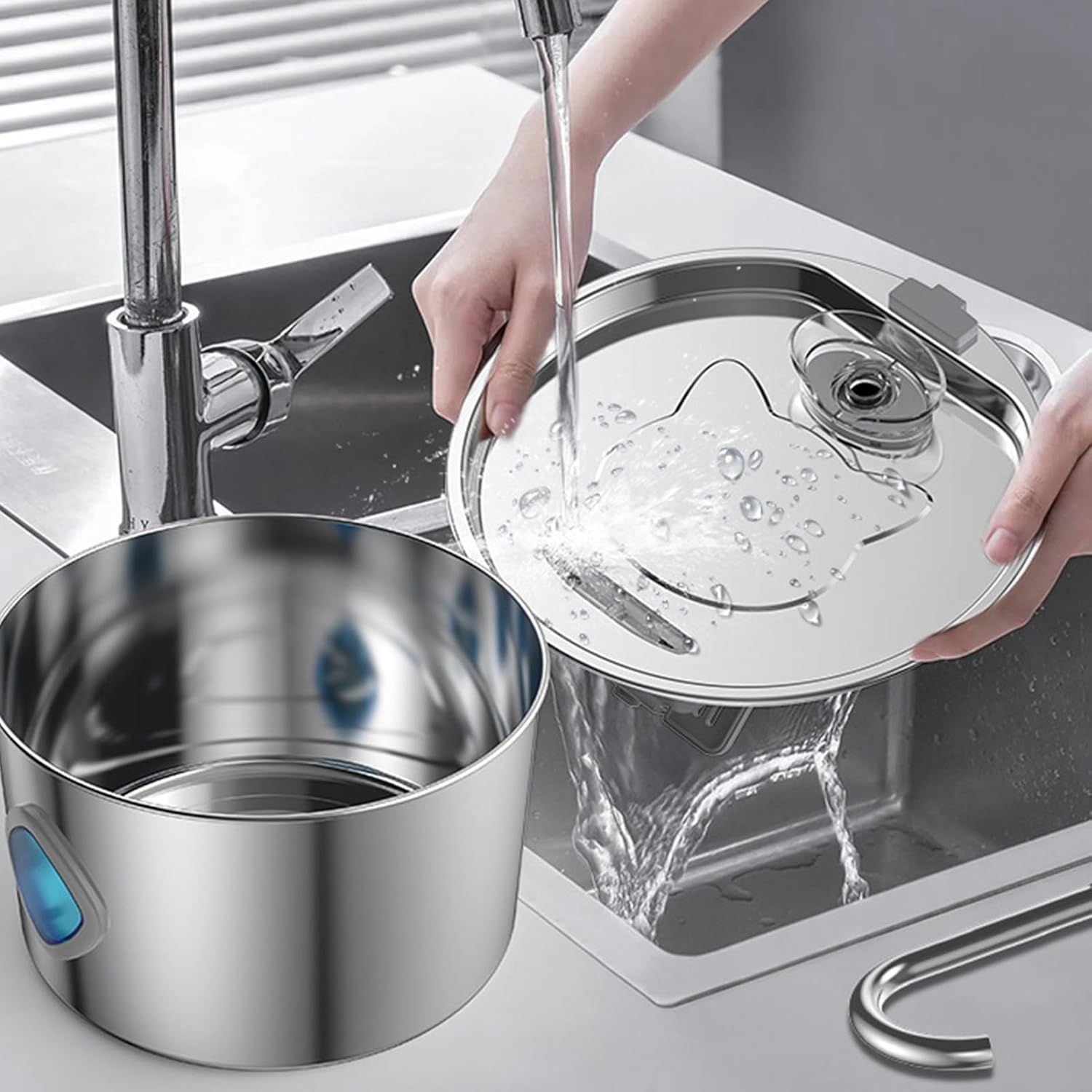 Cat Water Fountain Stainless Steel | 3.2L Cat Fountains for Drinking,Automatic Waterer Pet Feeding Bowl for Small Medium Large Breed Dog Puppy Kitten Drinking Watering Indoor