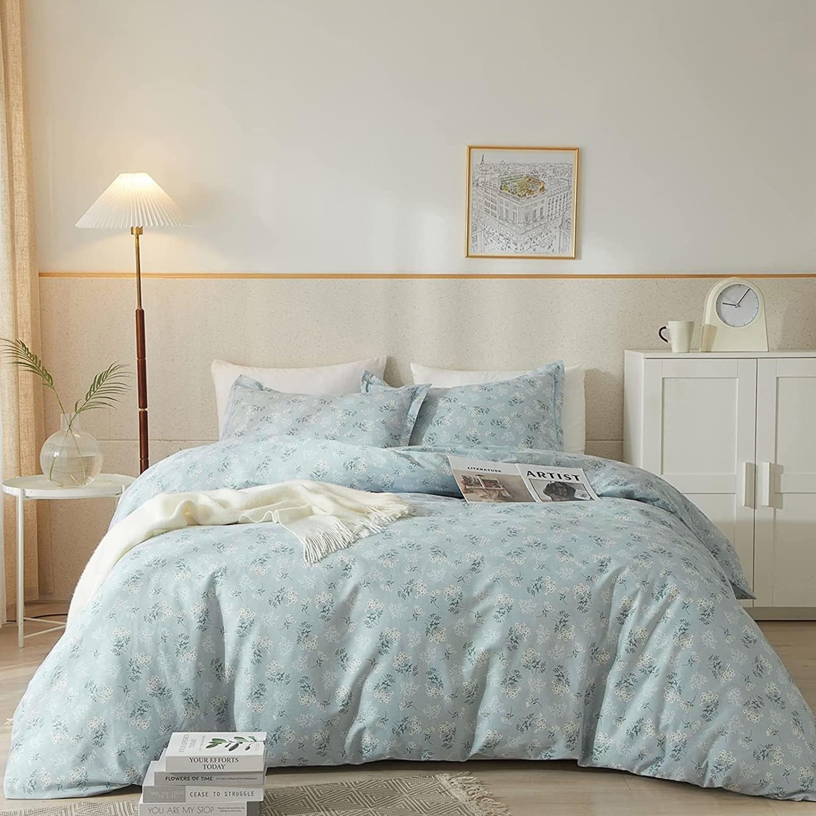 QXWD - Set di biancheria da letto matrimoniale con copripiumino e