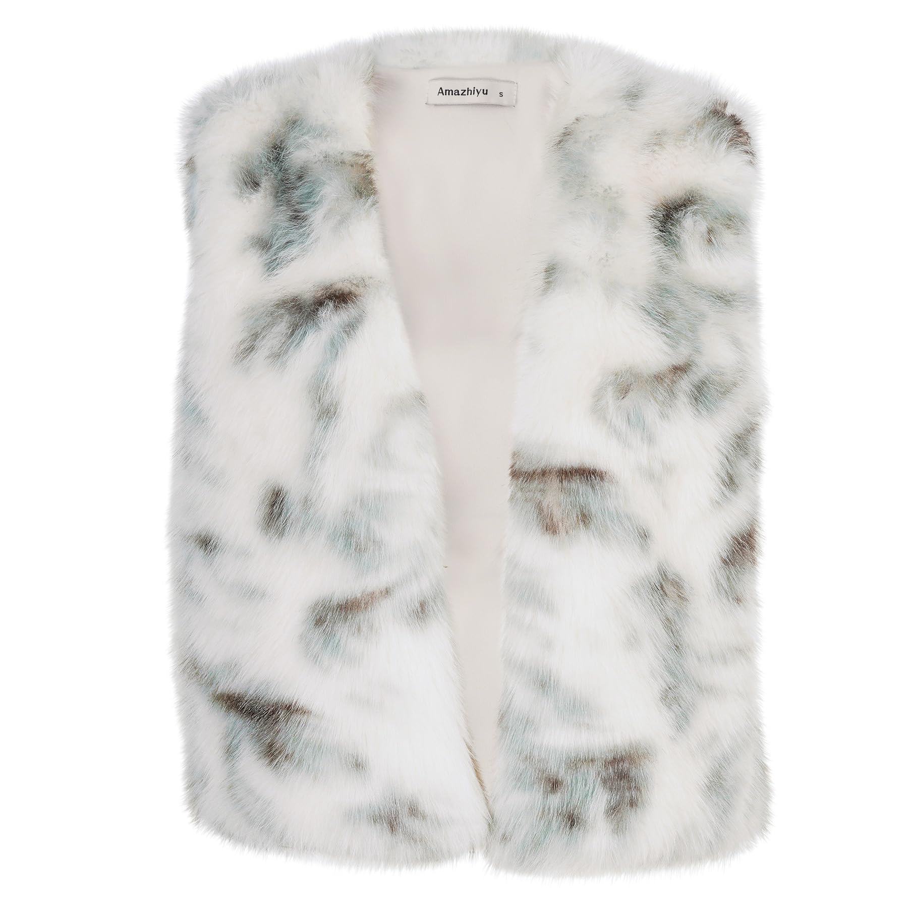 Amazhiyu Gilet di pelliccia da donna in pelliccia sintetica, gilet corto, per autunno e inverno, da donna, senza maniche, in pelliccia sintetica