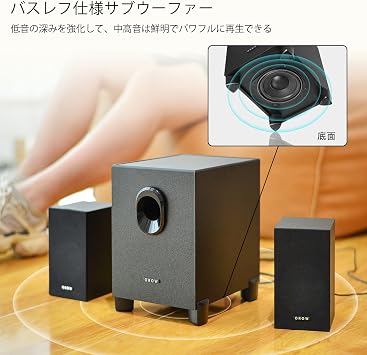 OROW PC Speaker for PC Stereo 2.1ch Subwoofer 16W Output USB Speaker Heavy Bass Smartphone TV Speaker Gaming Speaker 3.5mm 0.138 inch Input Compatible Wooden Black