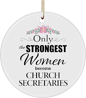 DesiDD Church Secretary Ornament for Christmas Tree - Round Shaped - Only The Strongest - Gifts for Employee Boss Friend Female Office Staff Coworker Manager Birthday Xmas Party Decor