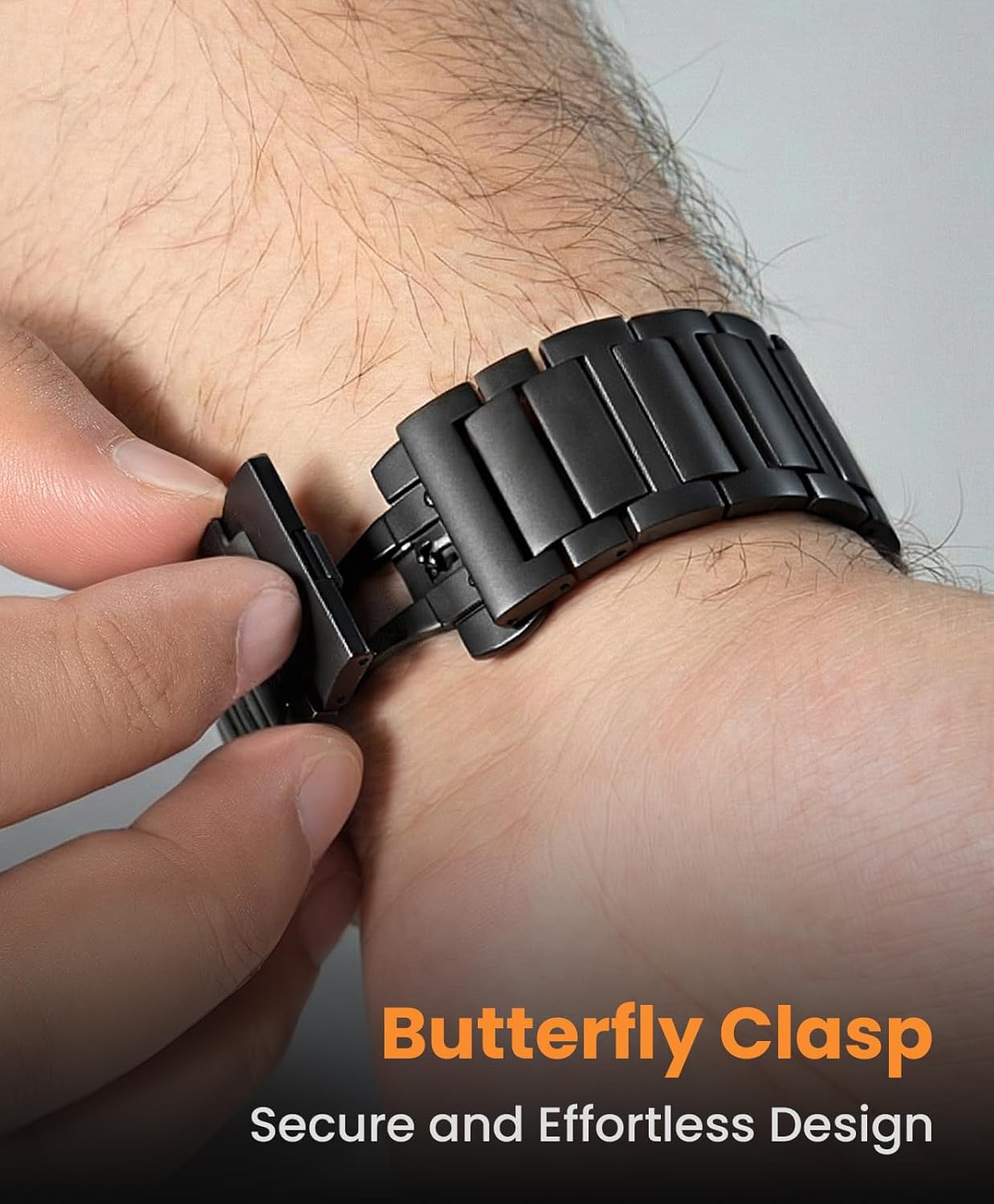 Titanium Band Compatible with Apple Watch Ultra 3/2/1 49mm Band for Men & Series 11/10 46mm, Grade 5 Titanium with DLC Coating for Ultra 3 Watch Band, Easy-Adjust Metal Band & Butterfly Clasp