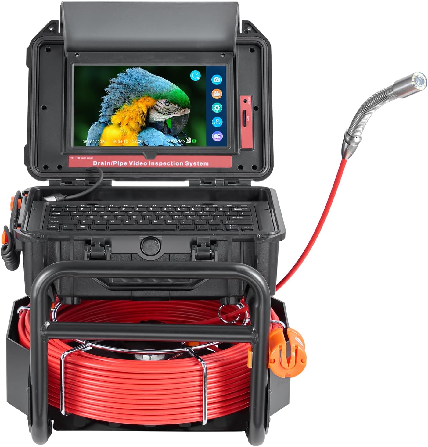 VEVOR Sewer Camera, 165 ft/50m, Self-Leveling Drain Camera with 10.1" Touchscreen, 512Hz Transmitter & Distance Counter, IP67 Snake Plumbing Tools with Lights-12 LED, 32GB Card for Duct Pipe