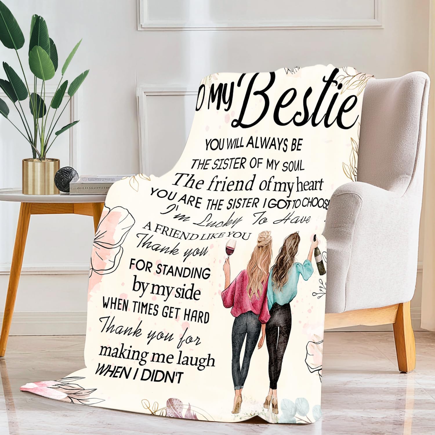 Bestie Gifts for Women - Best Friend Blanket Gift 60 x 50 Inch | Long Distance Friendship Gift Thinking of You Gifts | Perfect for Mother's Day, Birthday & Far Away Besties - Image 8