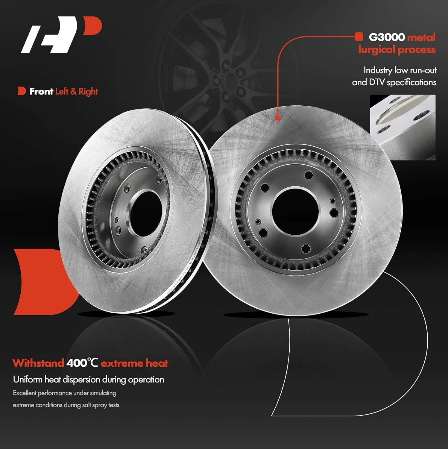 A-Premium 11.81 inch (300mm) Front Vented Disc Brake Rotors + Ceramic Pads Kit Compatible with Select Hyundai and Kia Models - Tucson 2010-2015, For Sportage 2011-2016, 6-PC Set