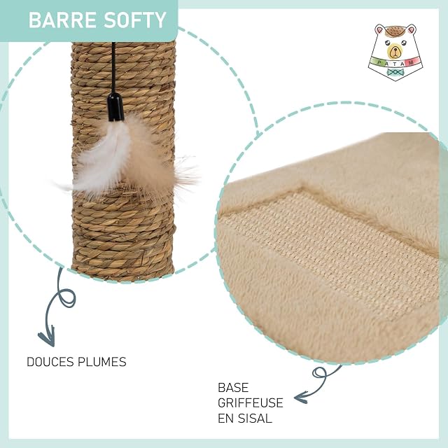 Foto 5 de 7 de PATAM Palo rascador de sisal con Pluma de Juego - Softy (Beige)