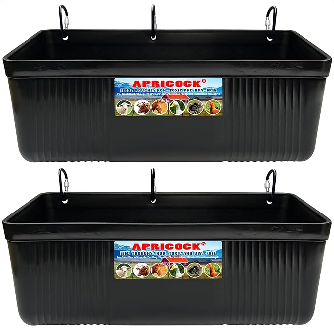 Large Feed Trough and Goat Feeder - 2 Pack Hanging