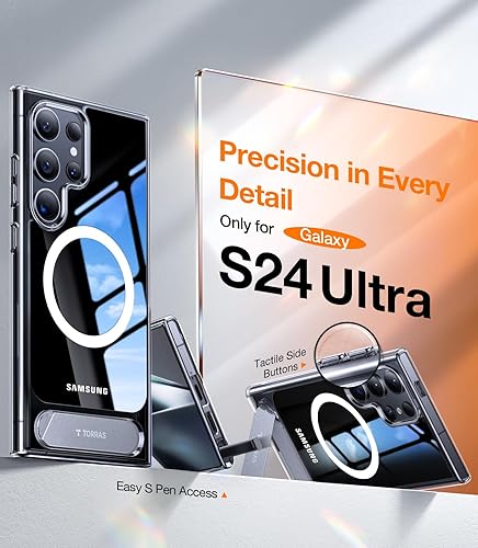 Miniatura 8 de TORRAS Funda magnética fuerte y sin costuras para Samsung Galaxy S24 Ultra para MagSafe, protección contra caídas de grado mil, soporte ajustable