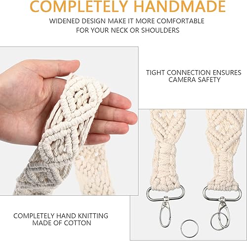 Miniatura 2 de Weewooday Correa de cámara para fotógrafos de algodón tejido universal para cuello correa de cámara para DSLR SLR (31.5 x 1.5 pulgadas, blanco)