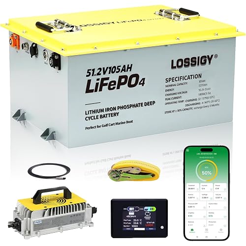 LOSSIGY 48V Golf Cart Lithium Battery Conversion Kit with Charger&Monitor