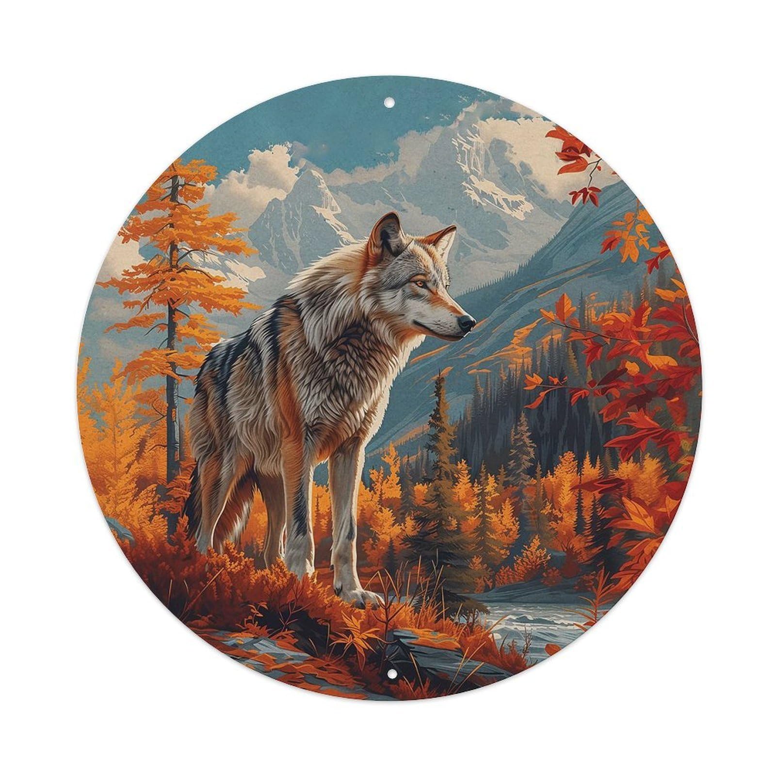Animal Grey Wolf Alaska United States Wilderness Travel Vintage Metal Tin Sign Plaque Wall Decor for Cafe, Club Bar, Office, Garden Metal Poster 8x8Inch
