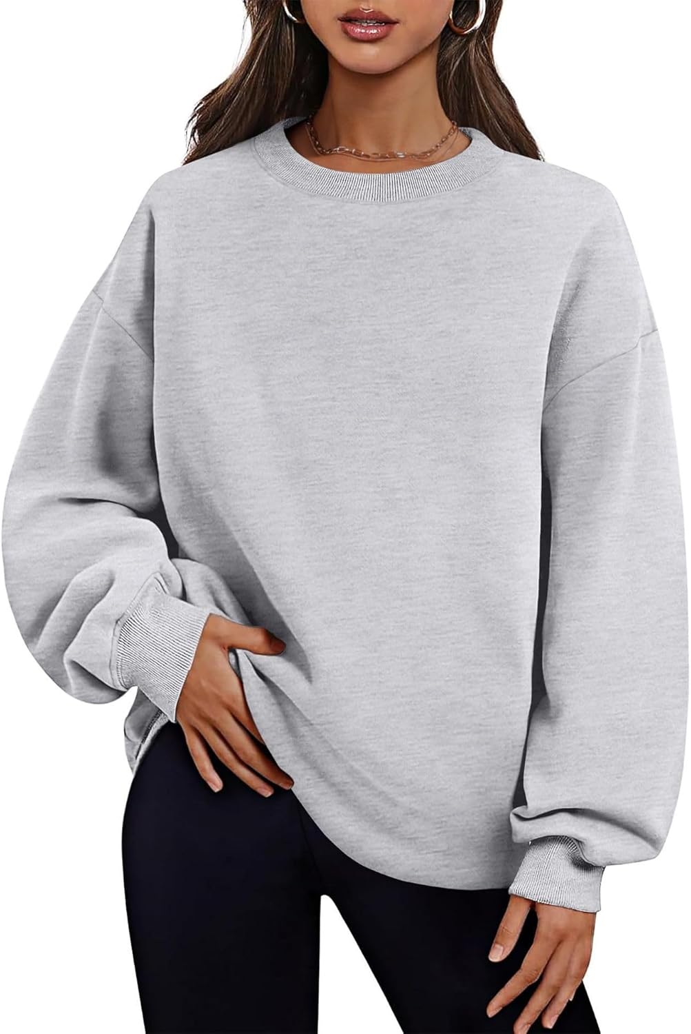 Women's Oversized Fleece Sweatshirt - Soft Crewneck Casual Sweater Top Comfy Fall Winter Fashion Hoodie - Image 2