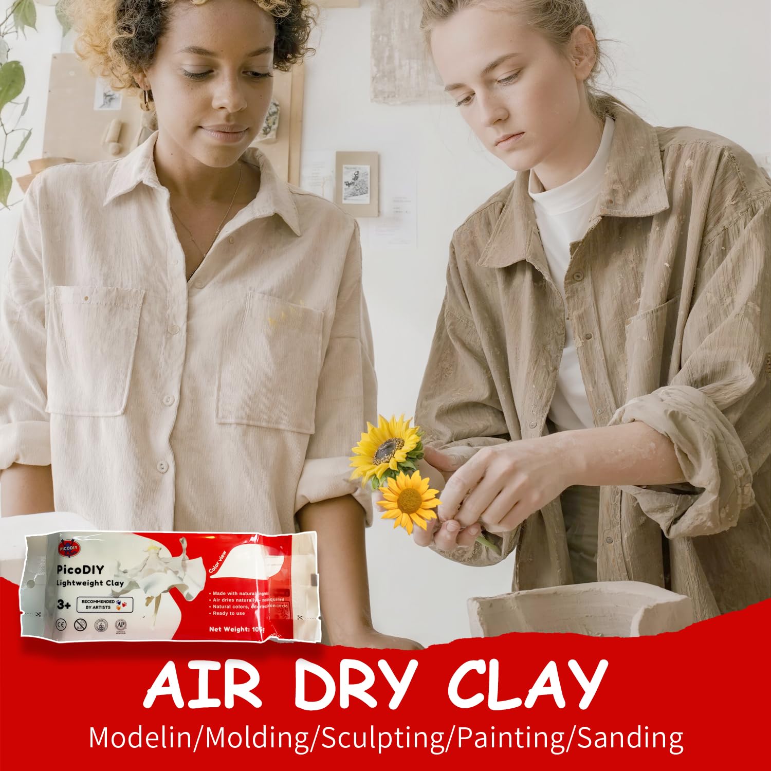 Lightweight Clay - Air Dry Clay, Ultra Light & Soft, Safe & Non-Toxic, Moldable & Flexible, DIY Modeling Clay for Anime Figures, Sculpting, Molding, Creative Art Crafts