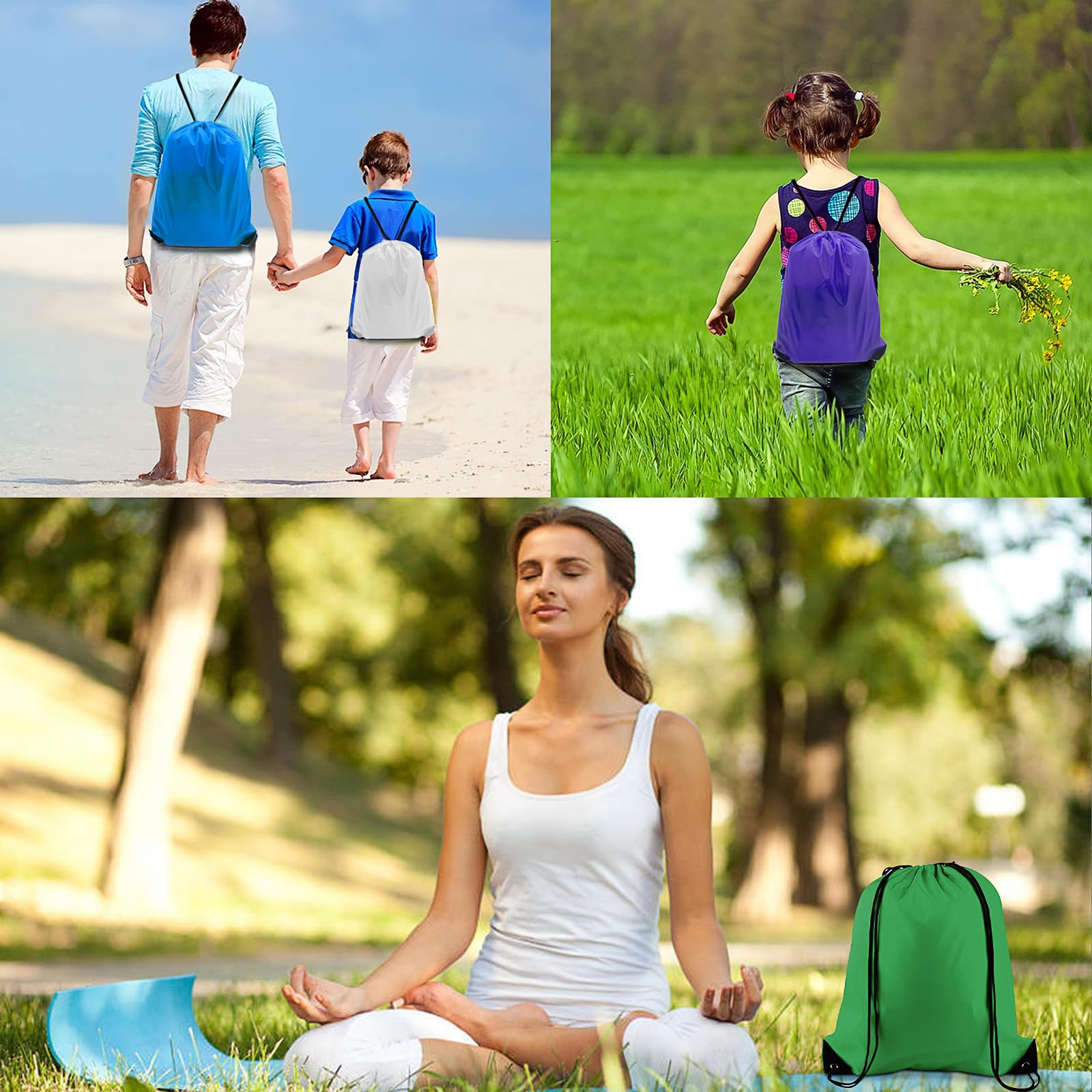 Borse con coulisse per bambini, zaino da palestra con lacci, impermeabile, per scuola, viaggi, nuoto, campeggio, arrampicata, ciclismo, picnic, feste, 43 x 34 cm