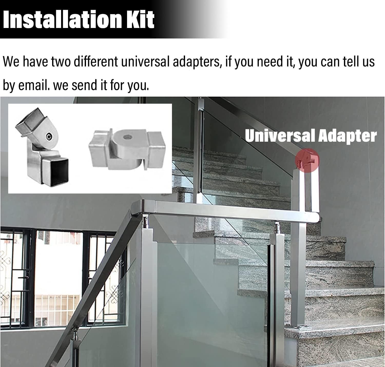 Pali per ringhiera in vetro per scale e recinzioni – Include clip di fissaggio perfetto per interni moderni ed elegante soluzione di sicurezza