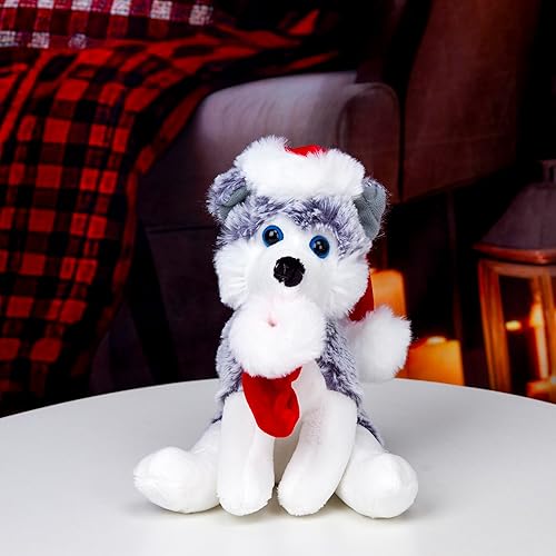 Miniatura 4 de Plushland Pawpal de Navidad con sombrero de Papá Noel, animales de peluche, marioneta de peluche de 8 pulgadas para niños, un regalo perfecto para